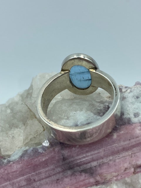 Ring mit polierten Aquamarin Silber 925