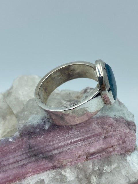 Ring mit polierten Aquamarin Silber 925