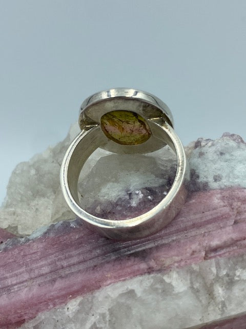 Ring mit polierten Wassermelonen-Turmalin Silber 925