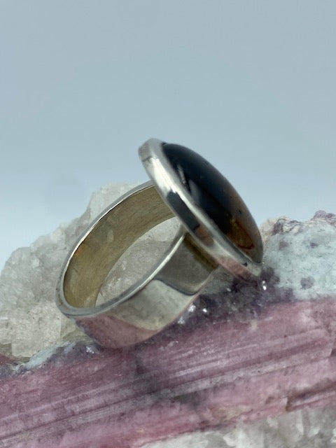Ring mit polierten Wassermelonen-Turmalin Silber 925