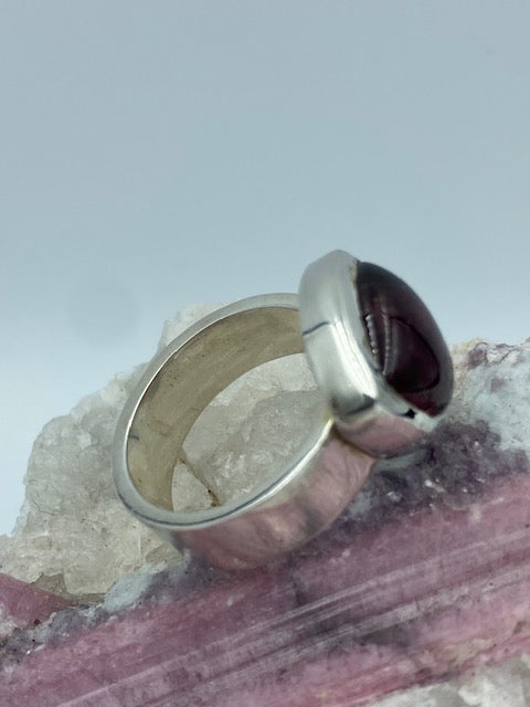 Ring mit polierten Wassermelonen-Turmalin Silber 925
