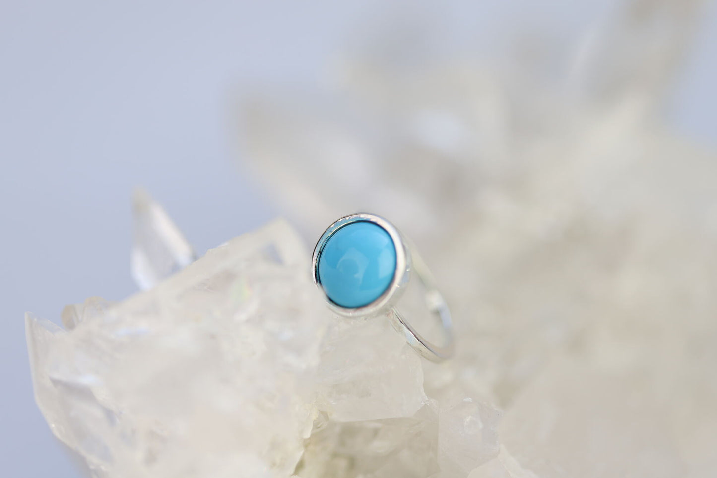 Ring mit polierten Türkis (syn.) Silber 925