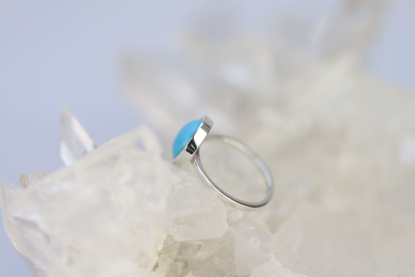 Ring mit polierten Türkis (syn.) Silber 925