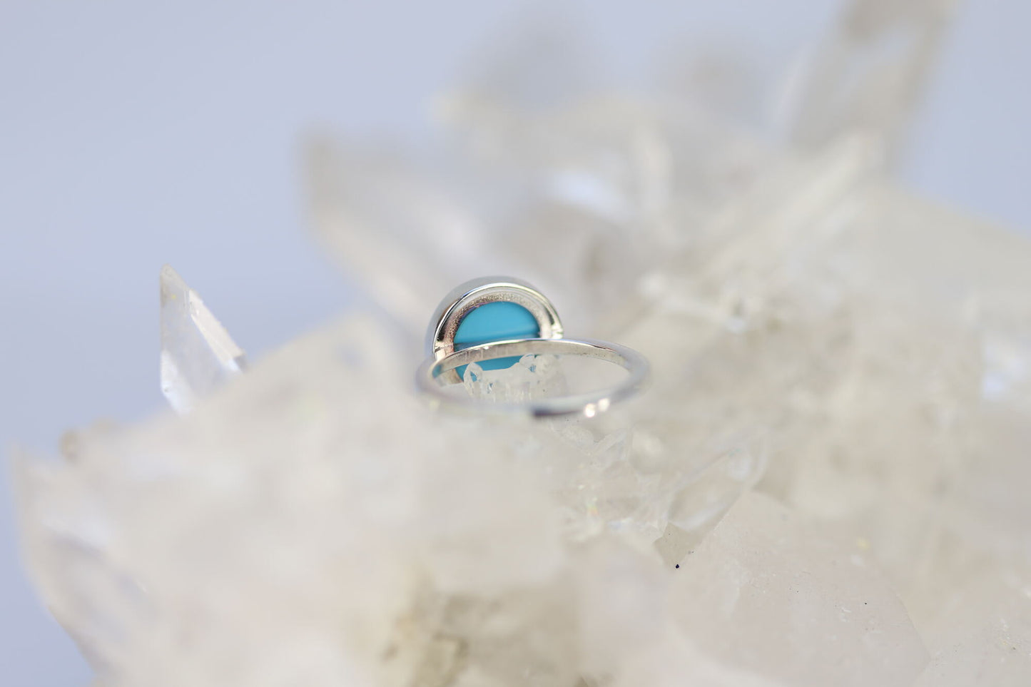 Ring mit polierten Türkis (syn.) Silber 925