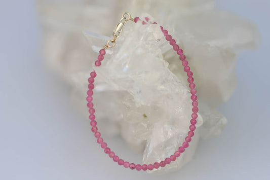 Armband Turmalin pink facettierte Kugeln mit Silberkarabiner